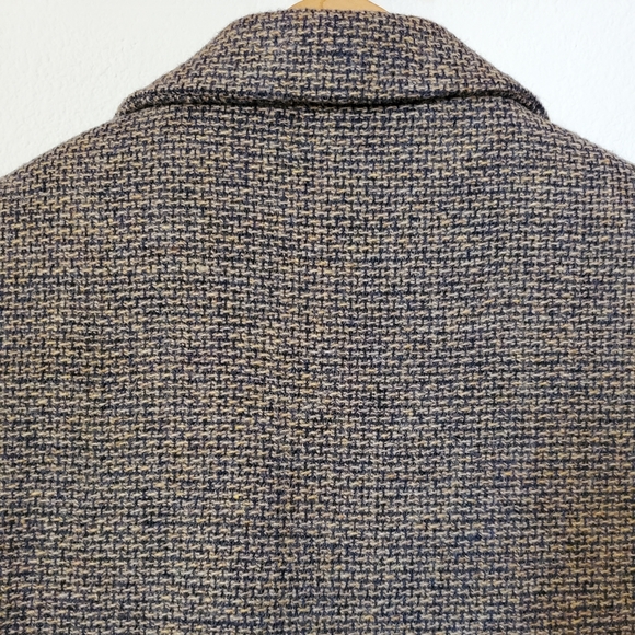 Size 8 Medium Vintage Wool Tweed Dumas Navy & Cream Blazer - Picture 4 of 8